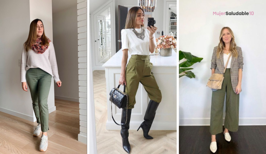 Aprende a combinar un pantalón verde olivo con estos outfits Mujer