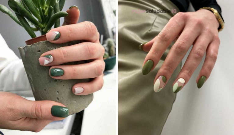 6 diseños de uñas verde oliva