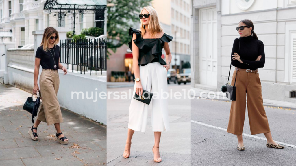 8 outfits elegantes con pantalón culotte