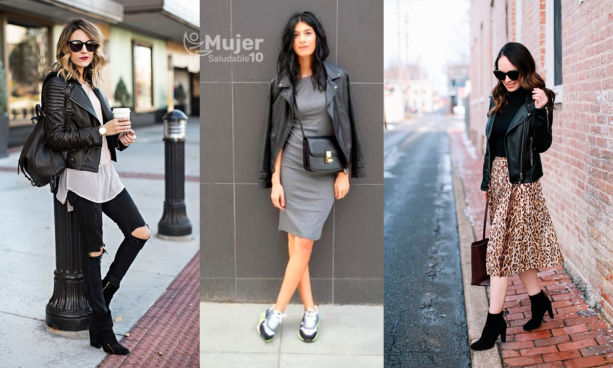 8 outfits para combinar una chaqueta de cuero - Mujer saludable 10 | Todo  para la mujer moderna