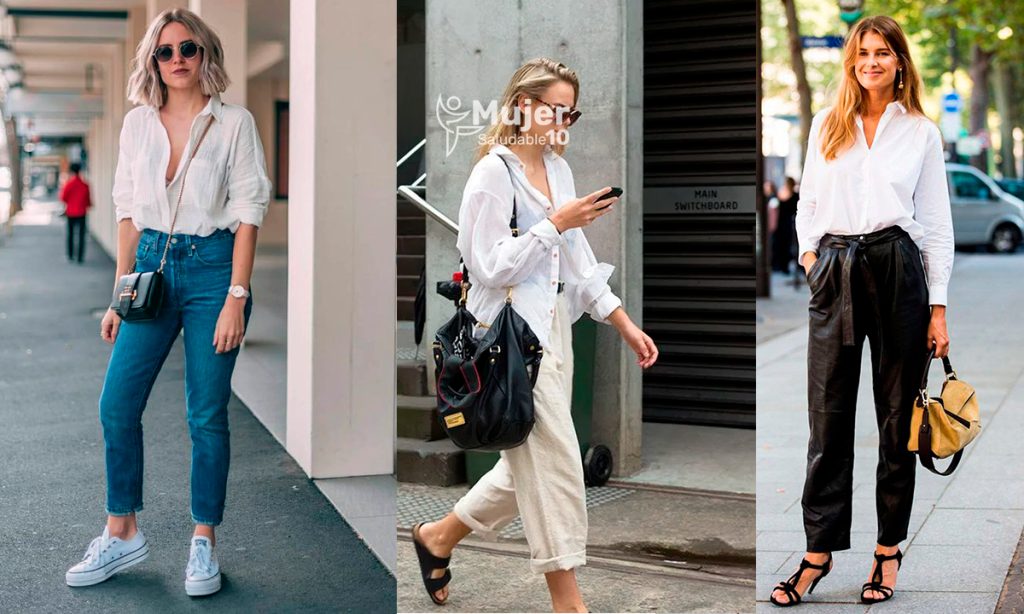 8 outfits para combinar una camisa blanca
