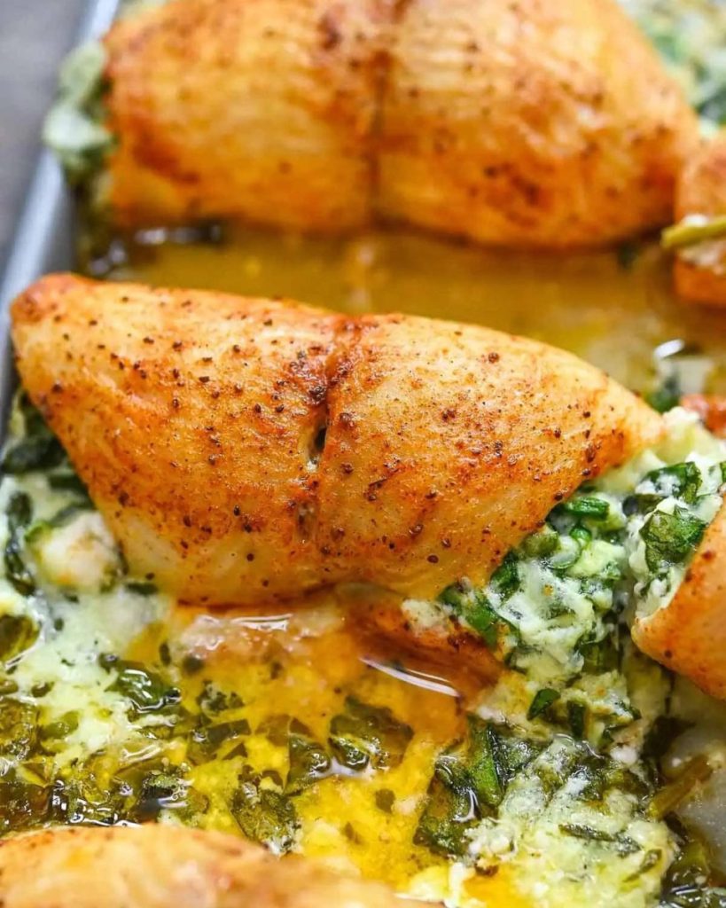 Pescado relleno de espinacas y queso