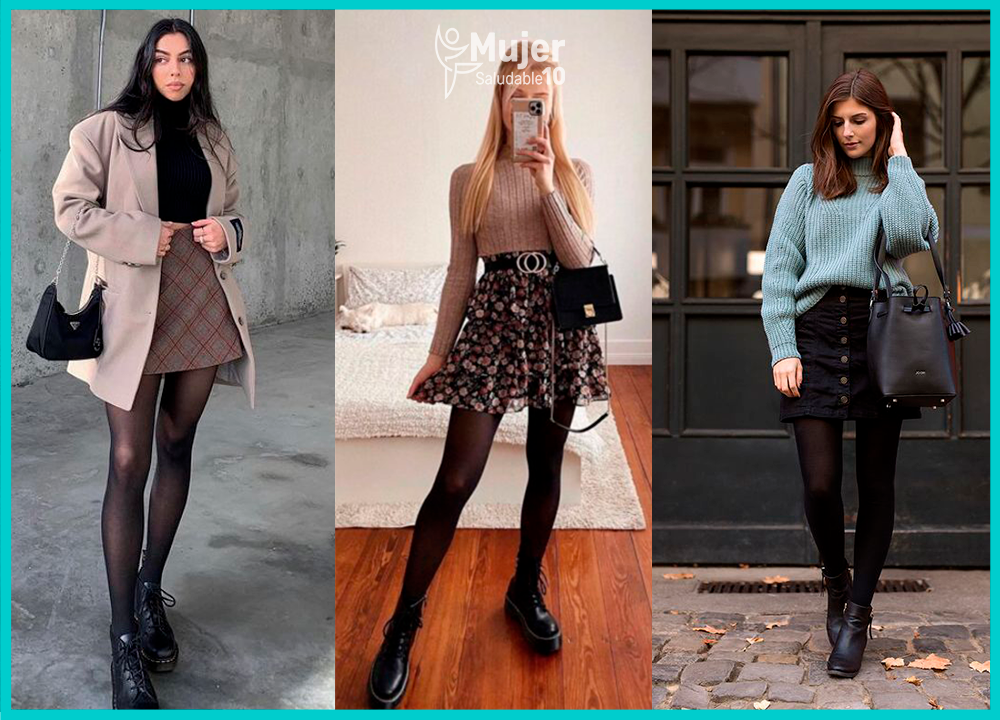 italiano Dinámica Comité 10 ideas con falda, suéter y medias para la temporada de frío - Mujer  saludable 10 | Todo para la mujer moderna