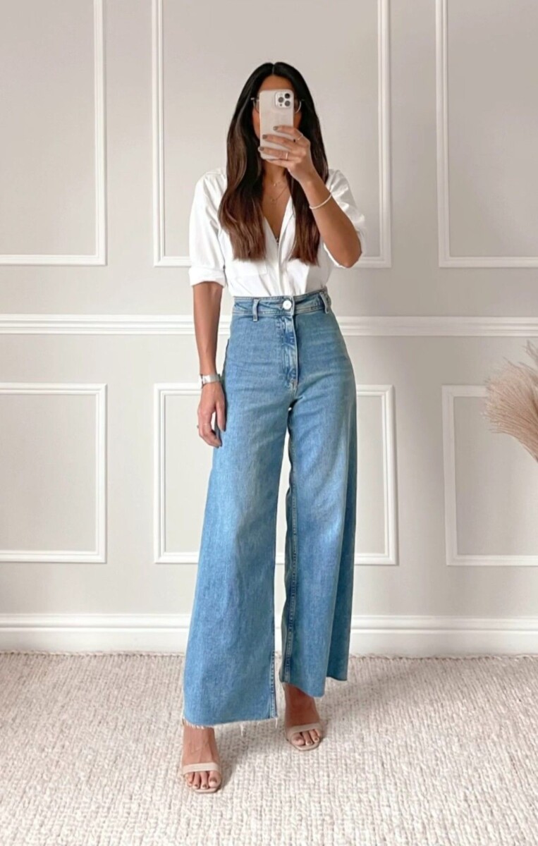 8 outfits con jeans anchos que te hacen ver delgada y arreglada