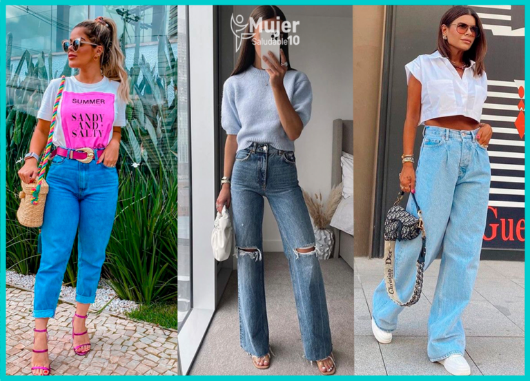 8 outfits con jeans anchos que te hacen ver delgada y arreglada Mujer