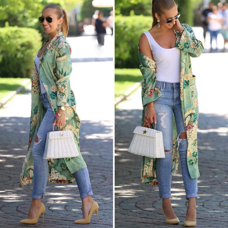 7 Ideas para combinar kimonos floreados y lucir moderna