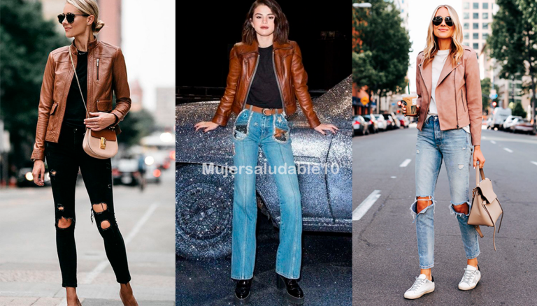 19 outfits casuales con chamarra de cuero