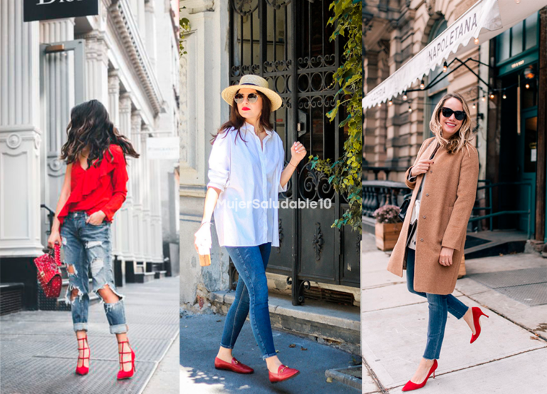 8 formas de combinar zapatos rojos con jeans