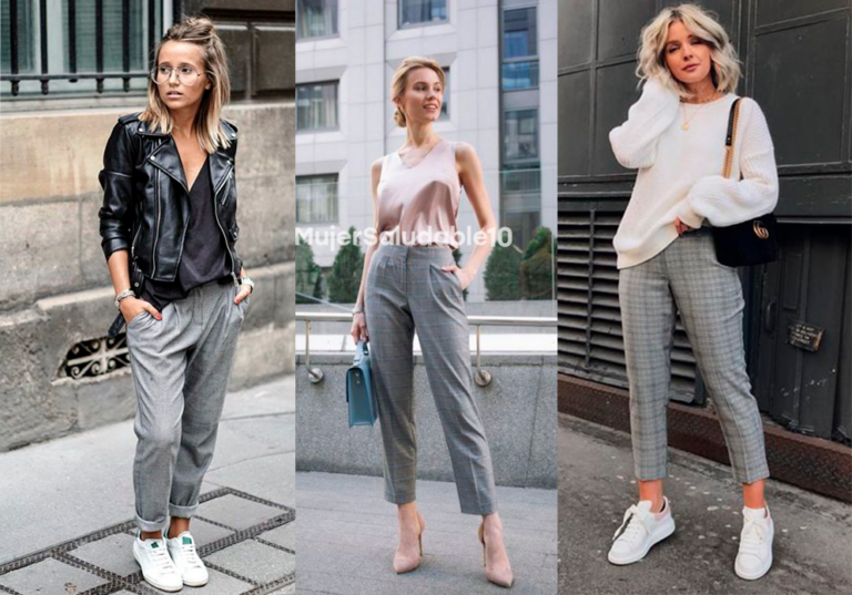 Outfits casuales para combinar un pantalón gris claro