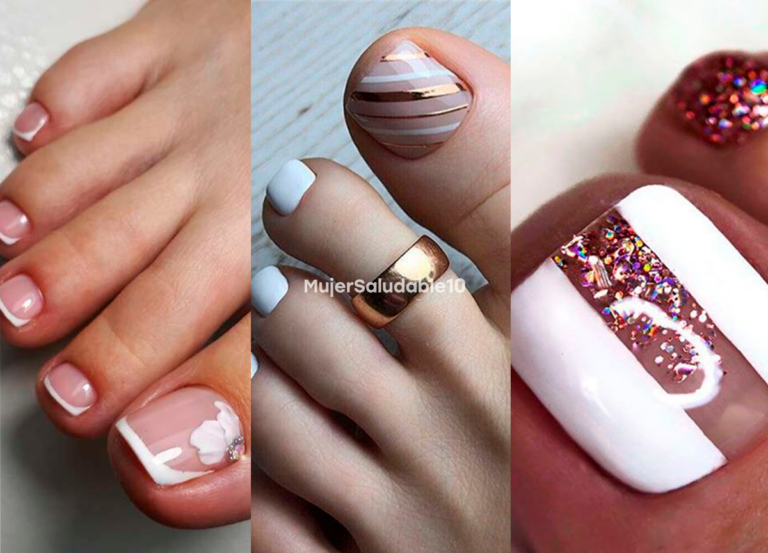 7 diseños de pedicuras elegante en tono blanco