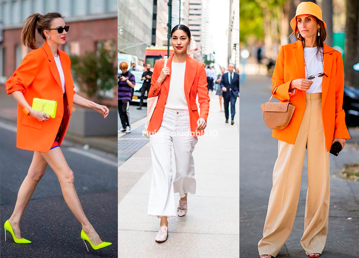Cómo mejorar tus outfits usando blazer naranja - Mujer saludable 10 | para mujer moderna