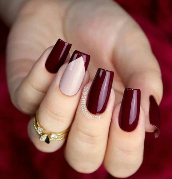 Diseños de uñas color vino elegantes -
