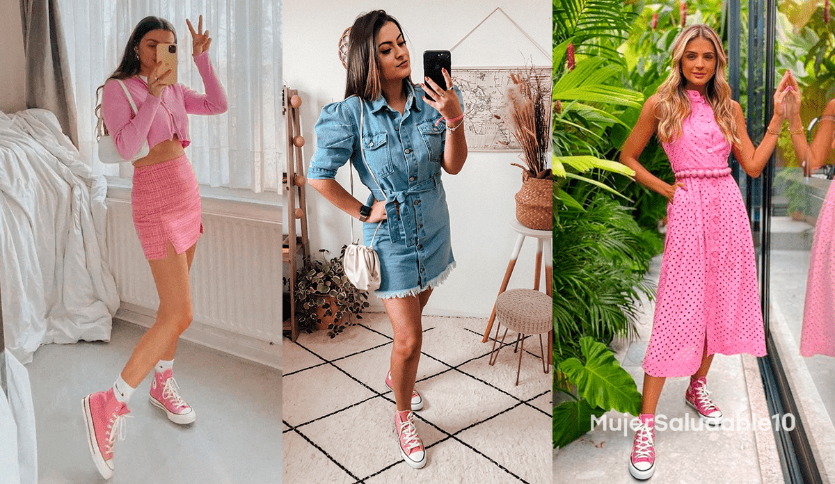 Converse rosa: 10 outfits fáciles para tu día a dia - Mujer saludable 10 |  Todo para la mujer moderna