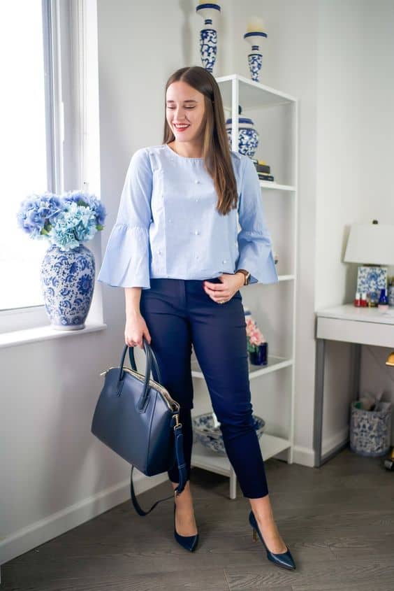 amplitud Azul Deshonestidad Outfits para combinar un pantalón azul marino cuando eres una mujer  elegante y recatada - Mujer saludable 10 | Todo para la mujer moderna