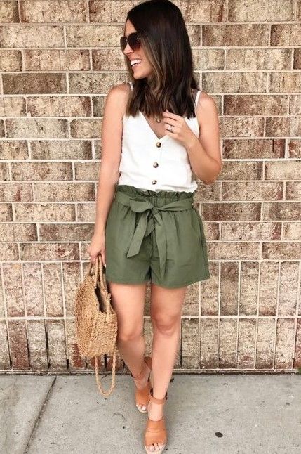 Outfits frescos con shorts verdes para el verano - Mujer saludable 10 |  Todo para la mujer moderna