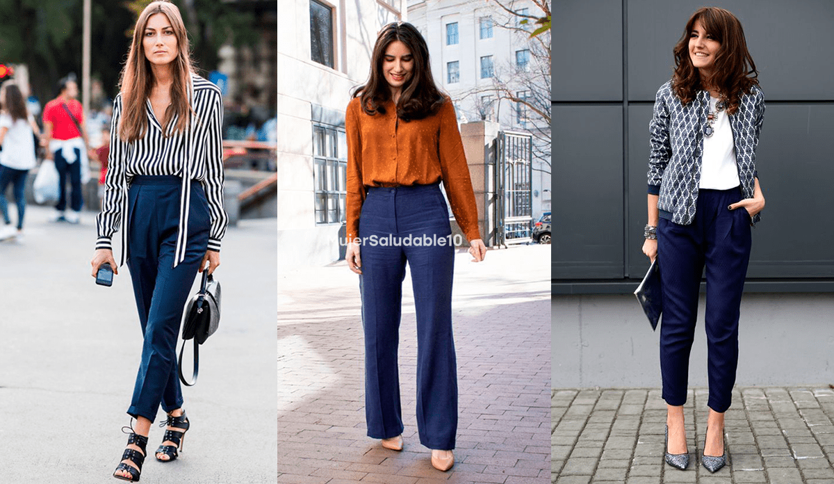 Outfits para combinar un pantalón azul marino cuando eres una mujer  elegante y recatada - Mujer saludable 10 | Todo para la mujer moderna