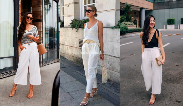 8 formas de mejorar tus outfits en el verano con pantalones blancos anchos