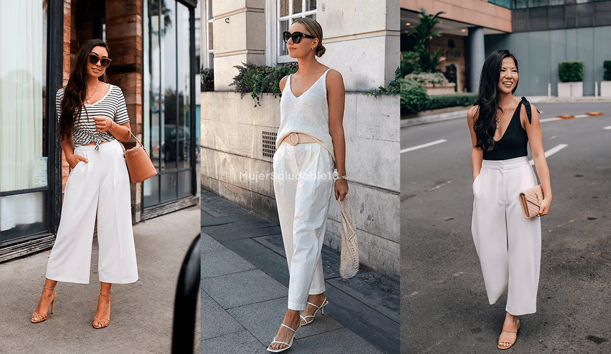 8 formas de mejorar tus outfits en verano con pantalones blancos anchos - Mujer 10 | Todo para la mujer moderna
