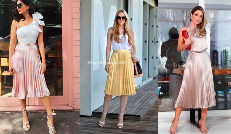 Faldas plisadas de colores que le agregan elegancia a tus outfits