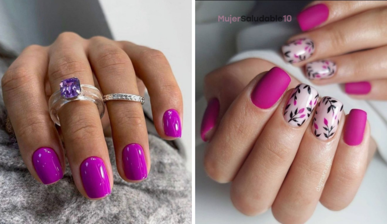 10 uñas color bugambilia con dorado para esta temporada