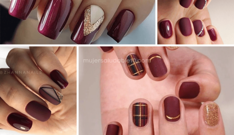 Diseños de uñas color vino para navidad