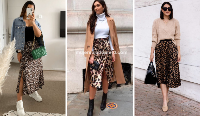 Outfits con falda larga animal print para ir a trabajar