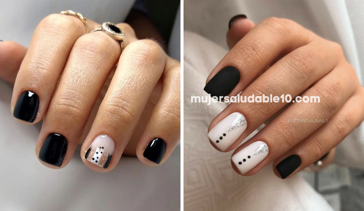 Nails negro con blanco para uñas muy cortas - Mujer saludable 10 | Todo  para la mujer moderna