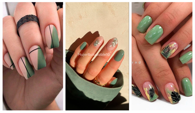 U As Verde Para El Oto O 10 Inspiraciones Mujer Saludable 10 Todo   Nails Verde Otono 768x445 