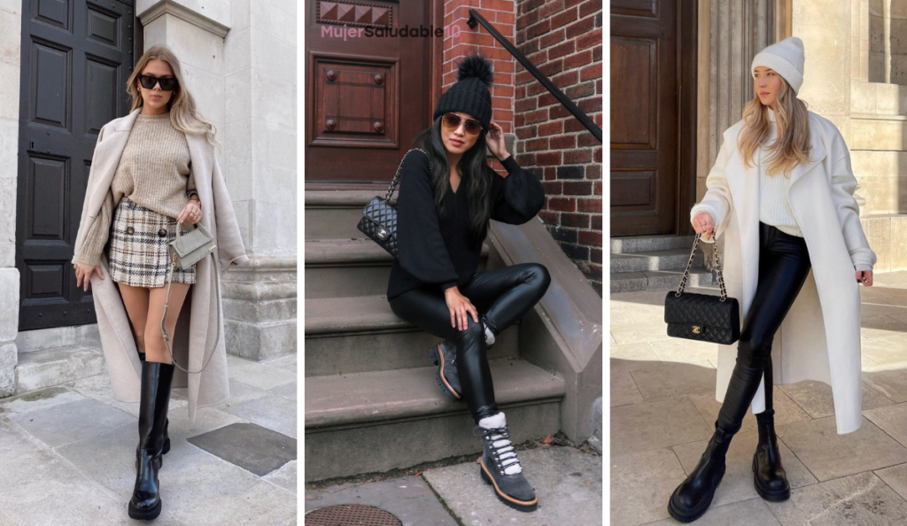 Outfits con botas de invierno para mantenerte cómoda y elegante Mujer