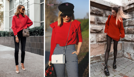 10 ideas para combinar un suéter rojo tejido - Mujer saludable 10