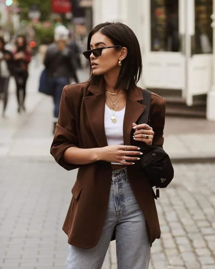 Introducir 70+ imagen outfit blazer marron mujer - Abzlocal.mx