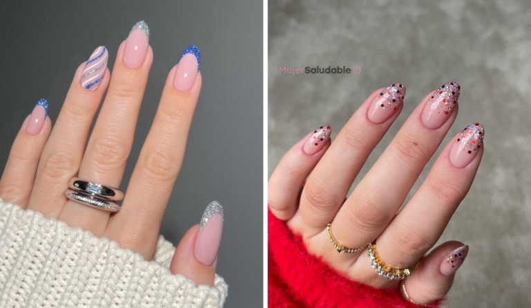 8 Diseños navideños para uñas en forma de almendra