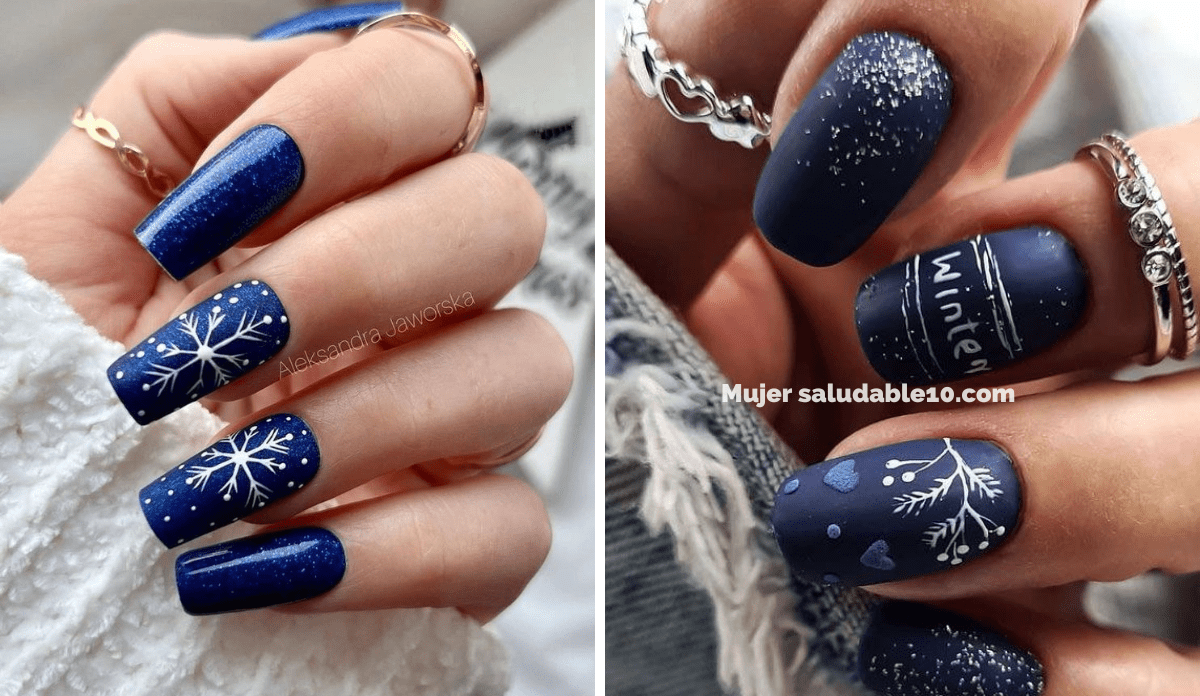 10 Diseños de uñas azul oscuro para navidad - Mujer saludable 10 | Todo  para la mujer moderna