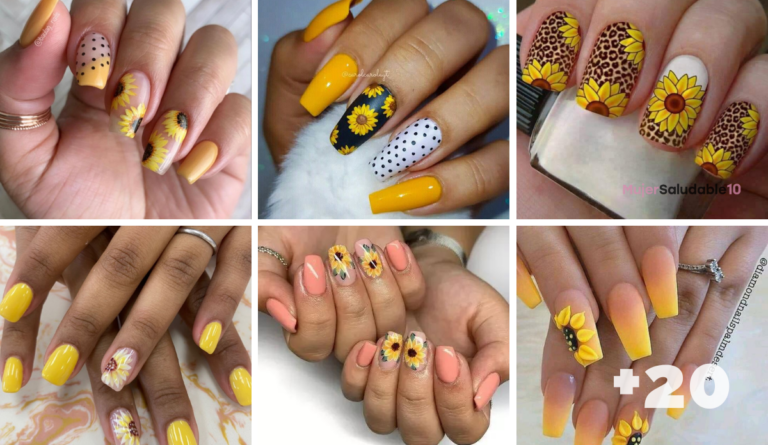 Diseños de uñas con girasoles