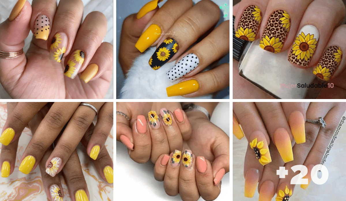Diseños de uñas con girasoles - Mujer saludable 10 | Todo para la mujer  moderna