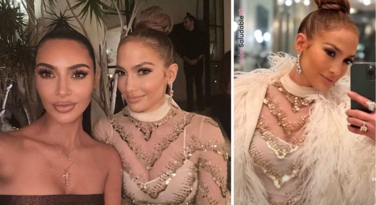 El minivestido de lentejuelas con moño y tacones de Jennifer Lopez: el look para ir de fiesta con Kim Kardashian
