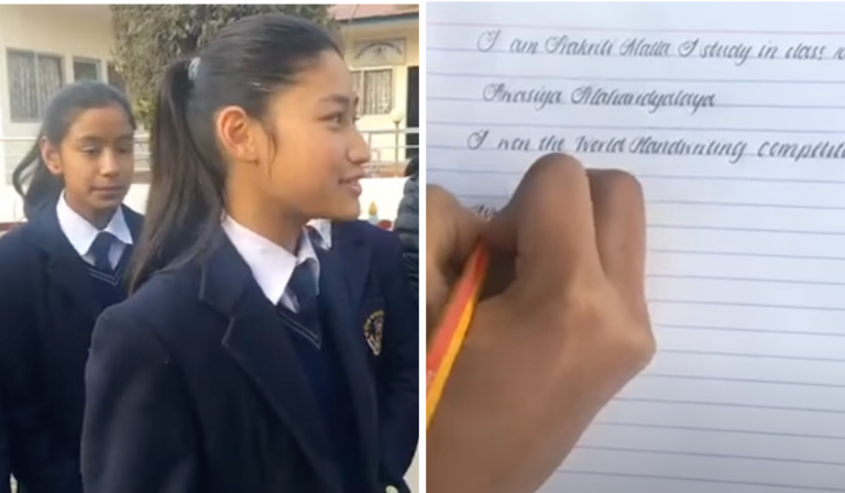 Prakriti Malla: La niña de 14 años premiada por tener la caligrafía más perfecta del mundo.