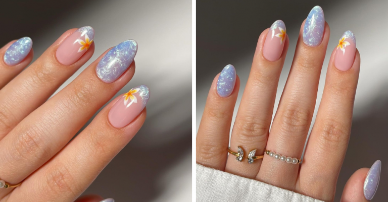 Aprende a hacer estas uñas perladas con flores paso a paso